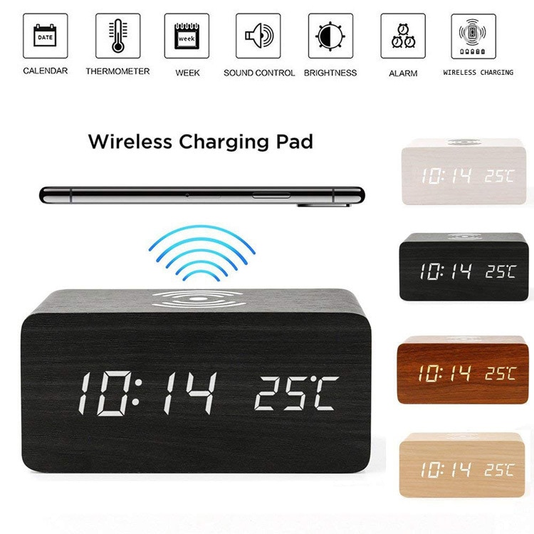 Wireless Charging Alarm Clock Phone Pad