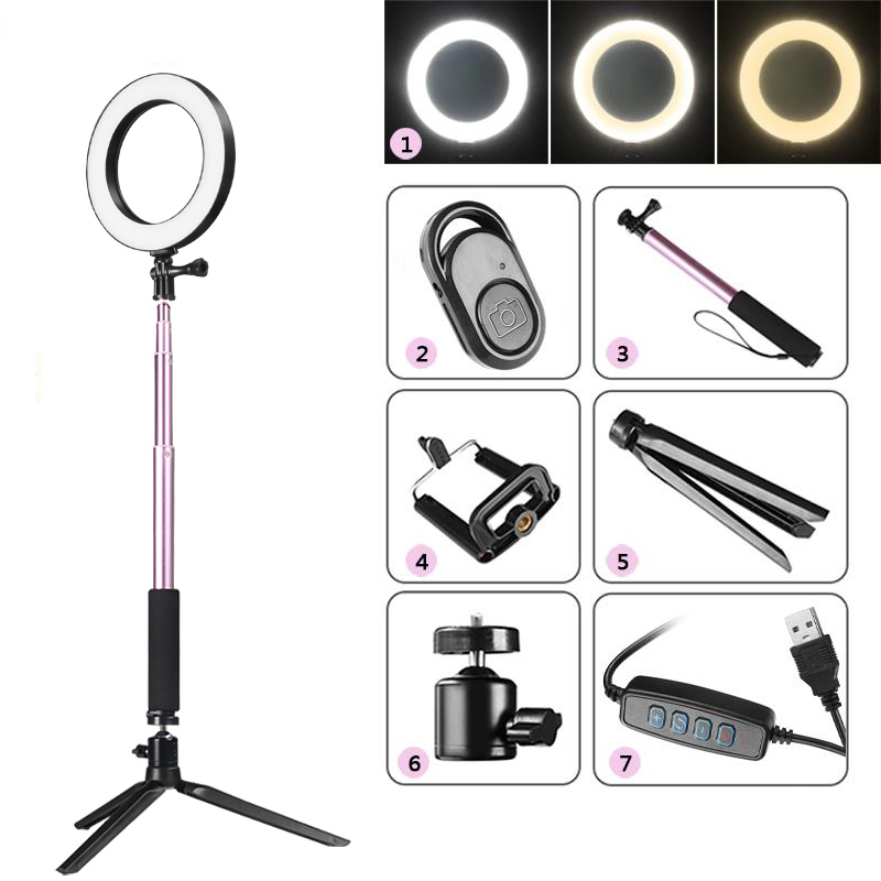 Portable LED Selfie Ring Light with Phone Holder