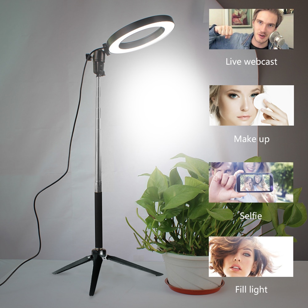 Portable LED Selfie Ring Light with Phone Holder