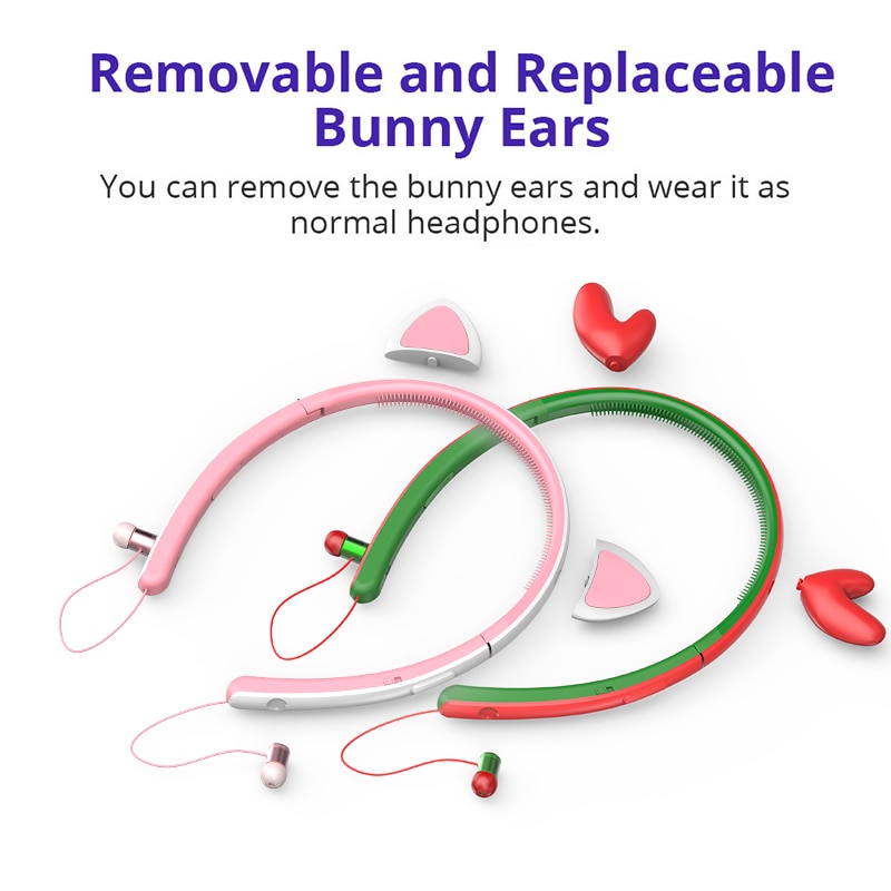 Wireless Girls Headphones Cute Bunny Ears