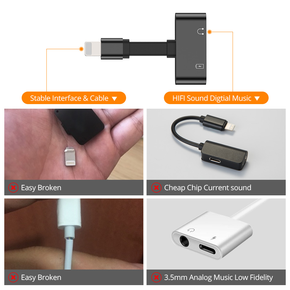 Charger Headphone Lightning Splitter