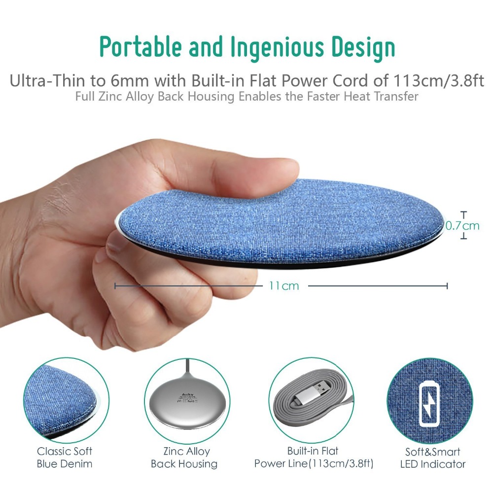 Portable Wireless Phone Charger for iPhone and Samsung