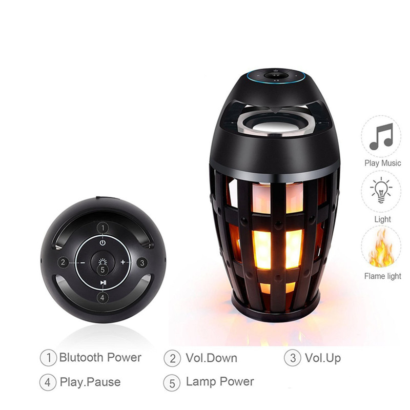 Wireless Outdoor Speaker LED Flame Lamp 2 in 1