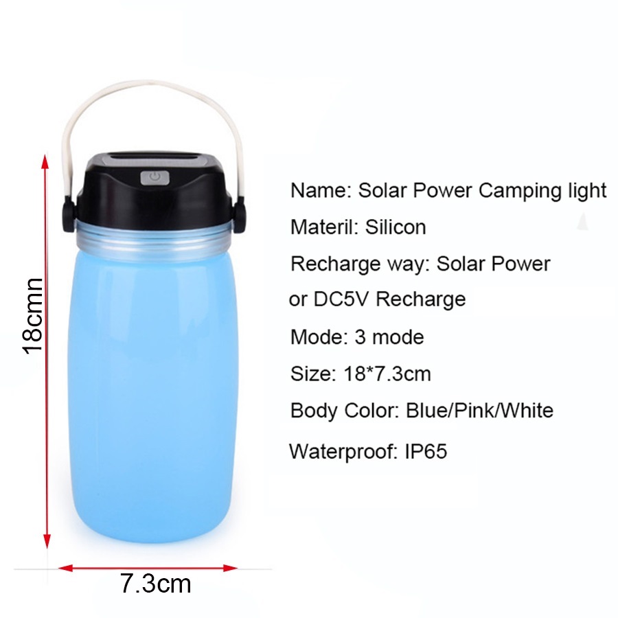 Solar Lamp Silicone Bottle Power Bank and Emergency Nightlight