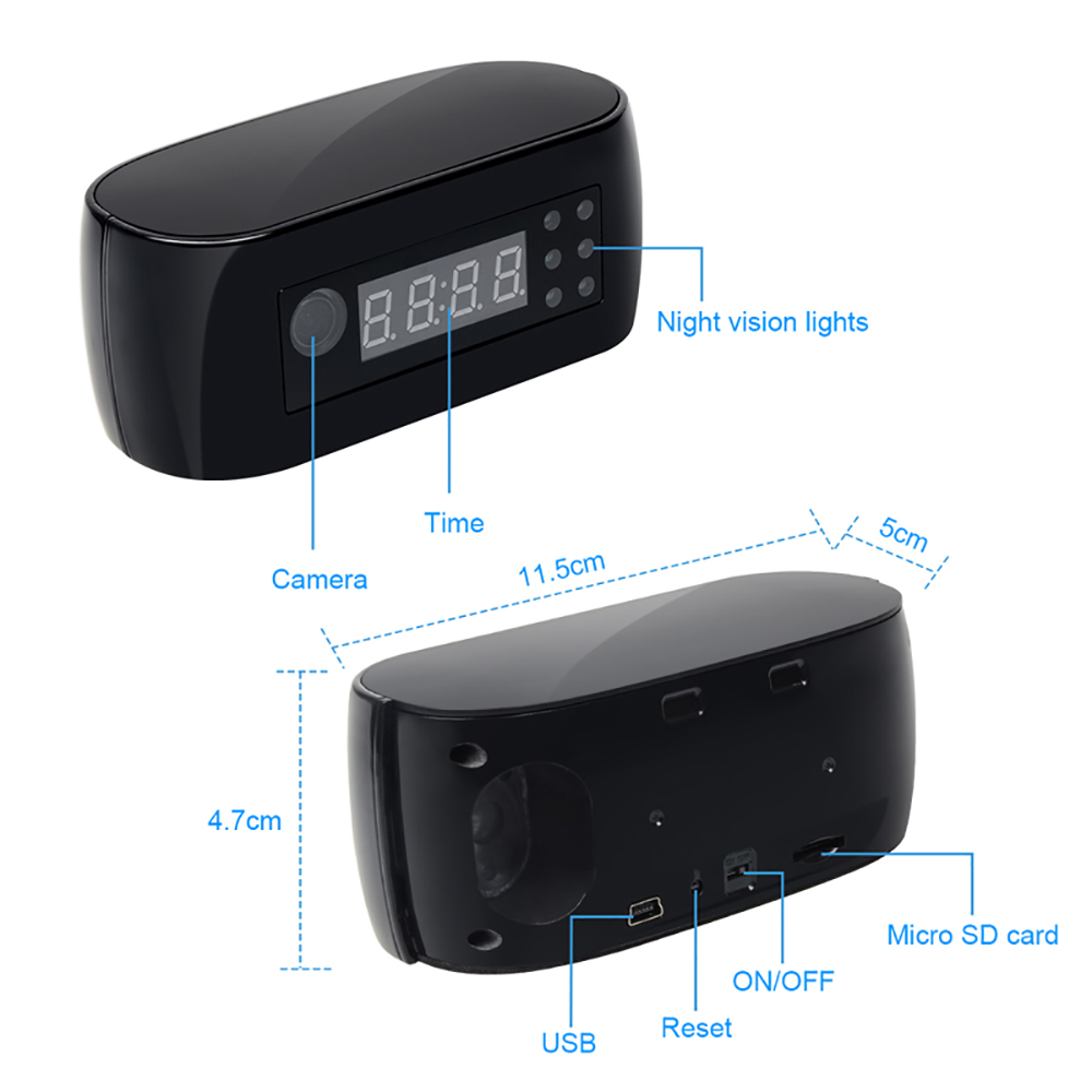 WiFi Hidden Spy Camera Clock