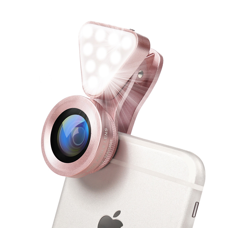 Universal Wide-Angle Selfie Lens With LED Light