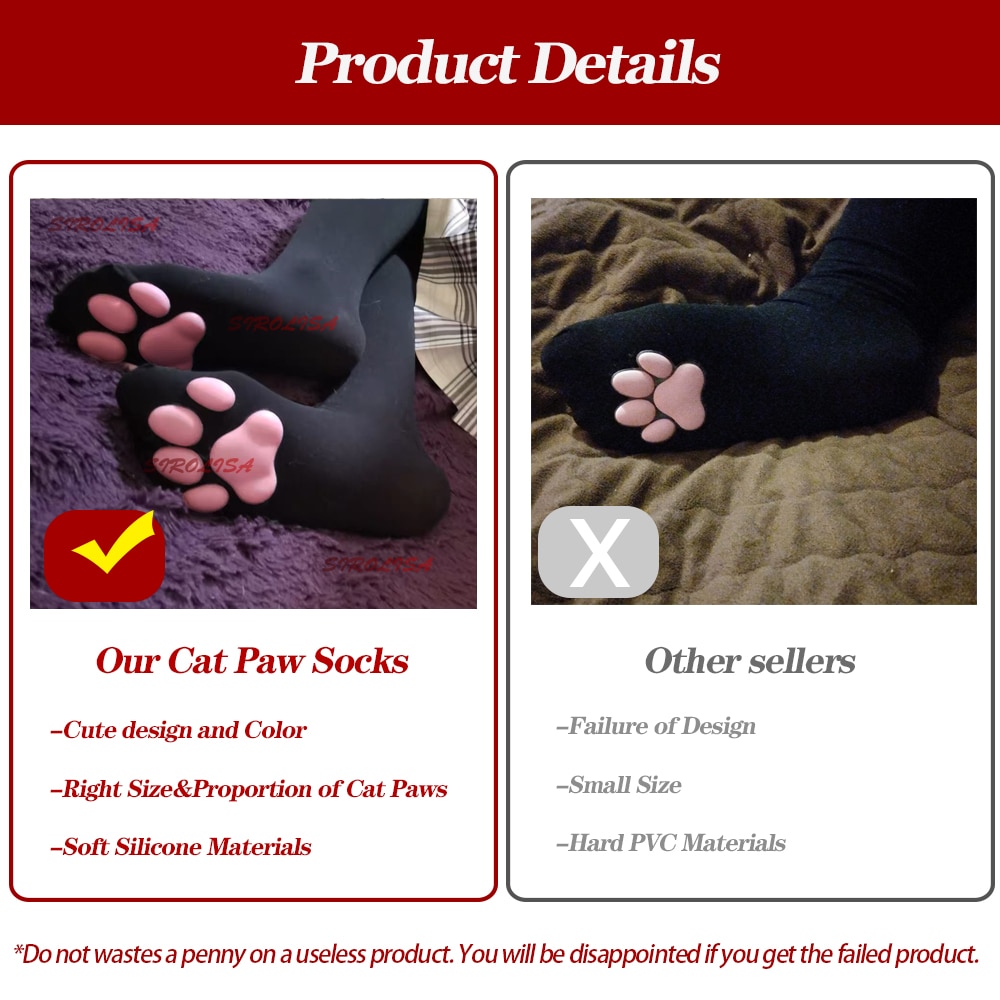 Knee High Cat Paw Socks