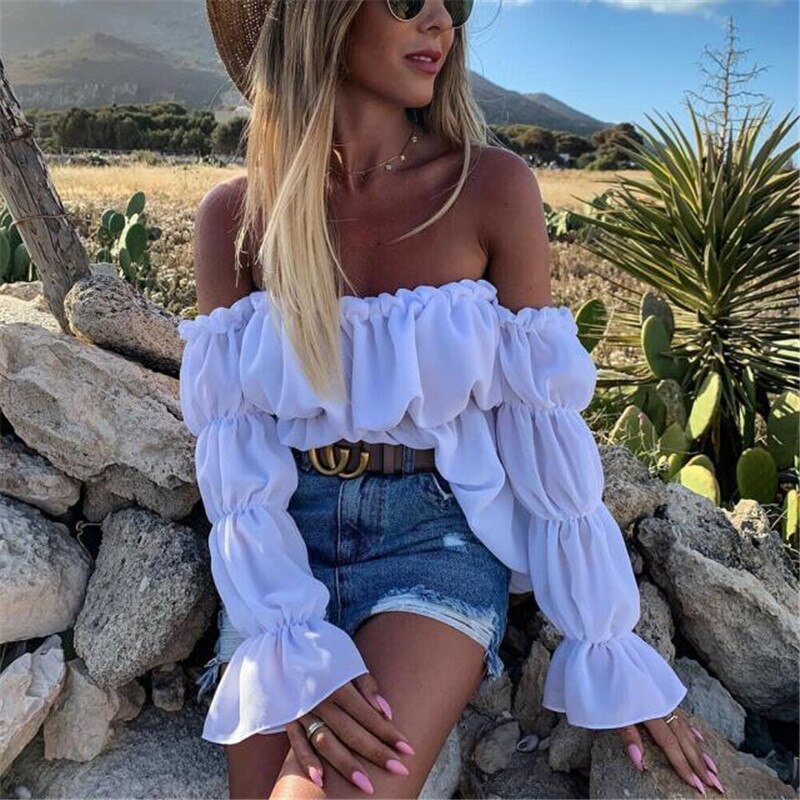 Ladies Off Shoulder Top Sexy Blouse