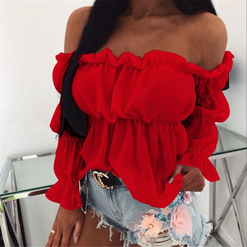 Ladies Off Shoulder Top Sexy Blouse