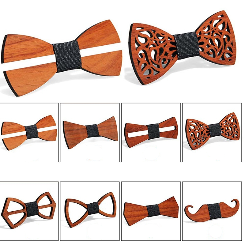 Wood Bowtie with Adjustable Strap