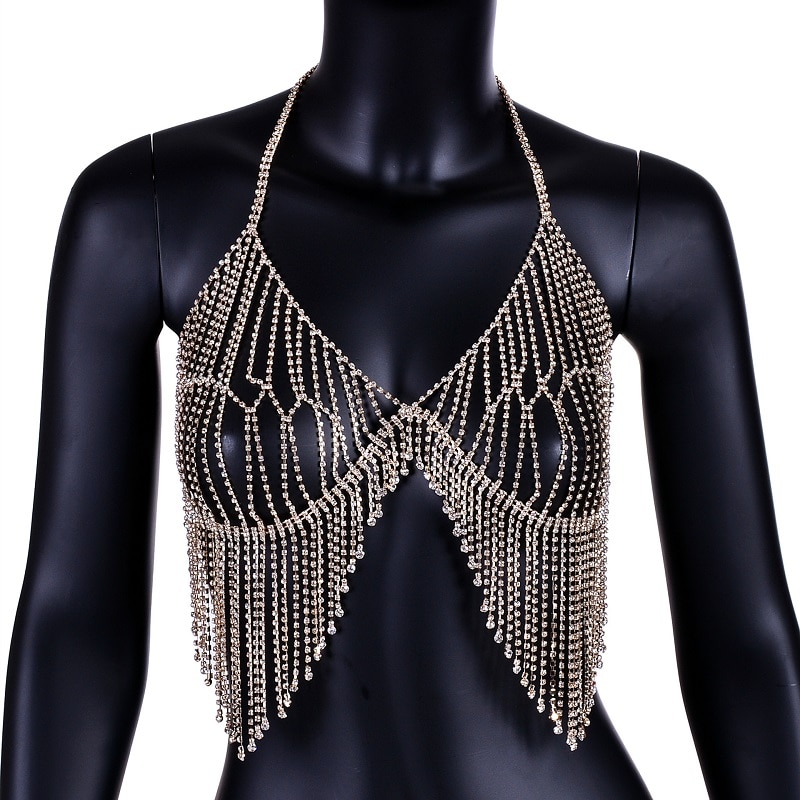 Rhinestone Chain Bra Body Jewelry