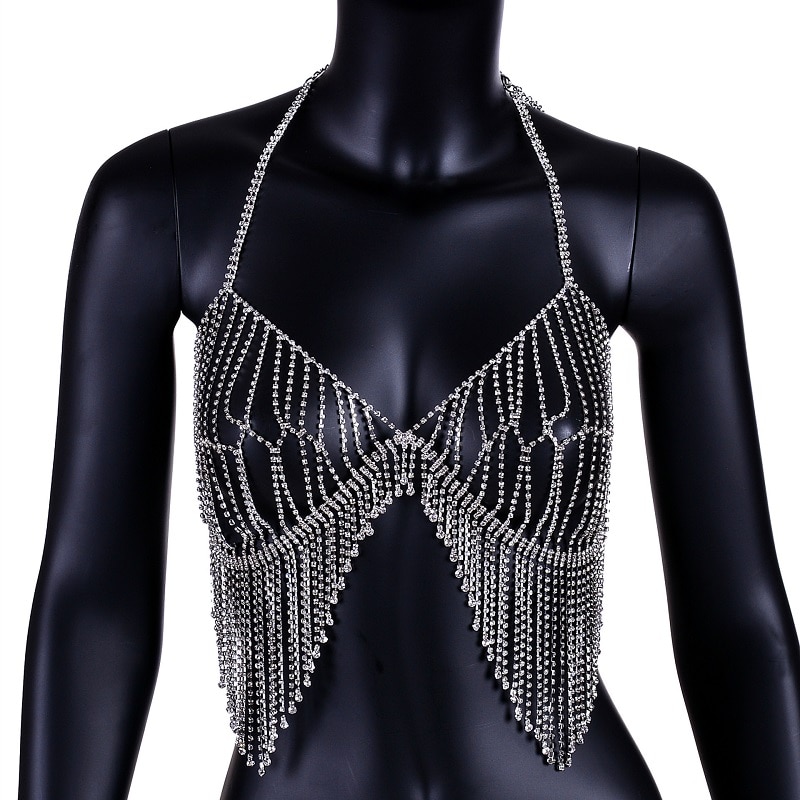 Rhinestone Chain Bra Body Jewelry