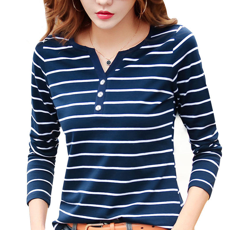 Long/Short Sleeves Striped Top For Women