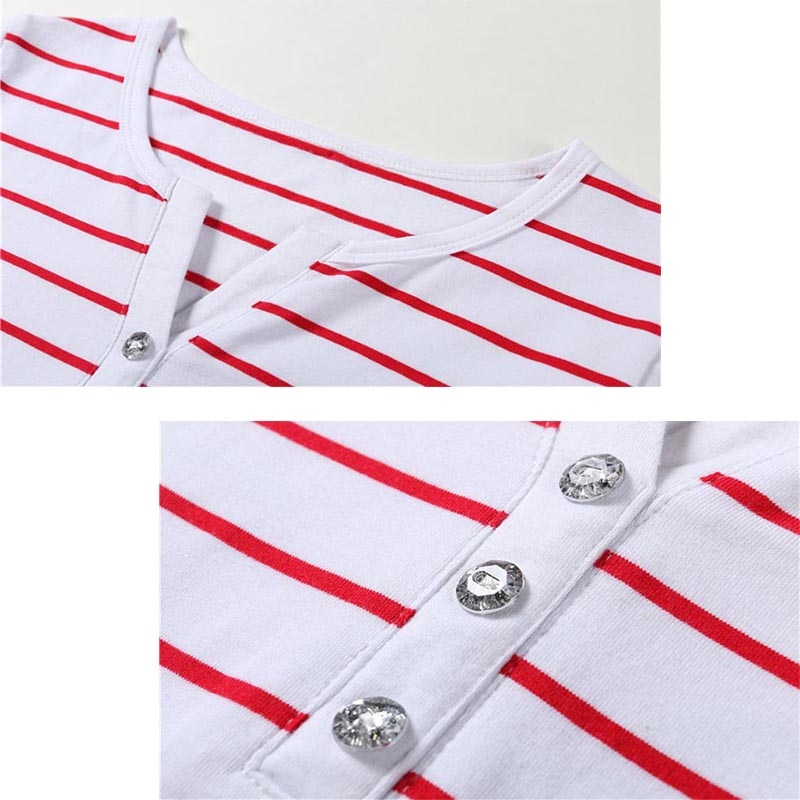 Long/Short Sleeves Striped Top For Women