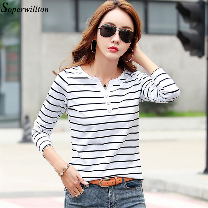 Long/Short Sleeves Striped Top For Women