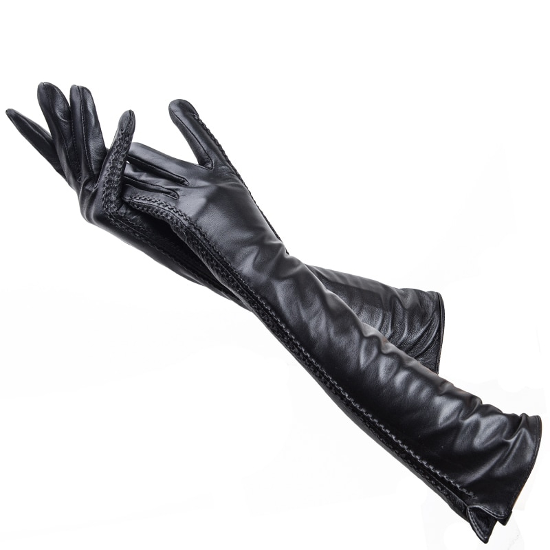 Long Leather Gloves Winter Fashion