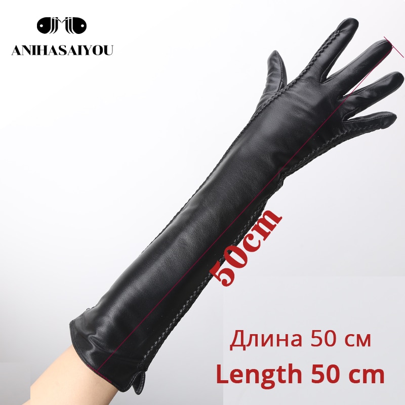 Long Leather Gloves Winter Fashion