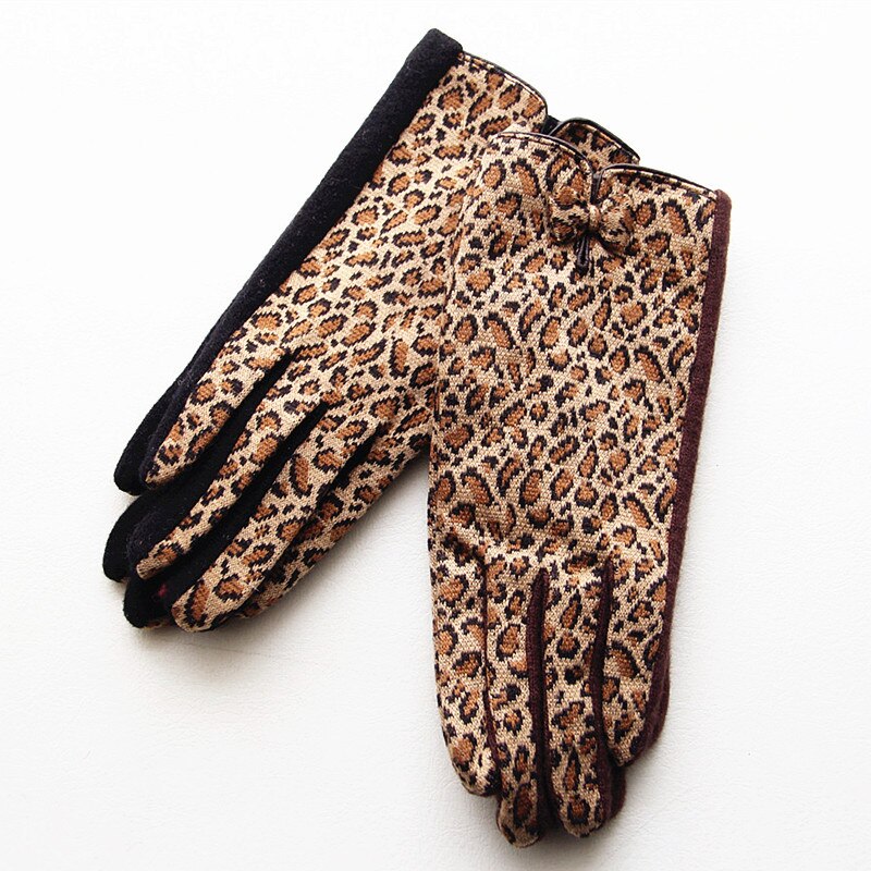 Leopard Print Gloves Wool Mittens