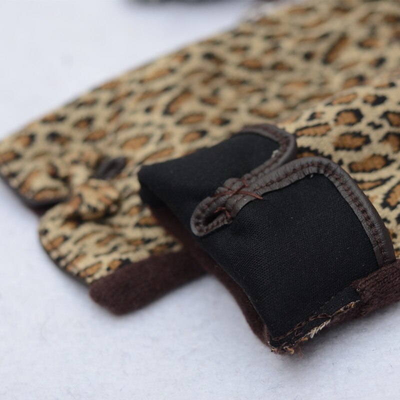 Leopard Print Gloves Wool Mittens