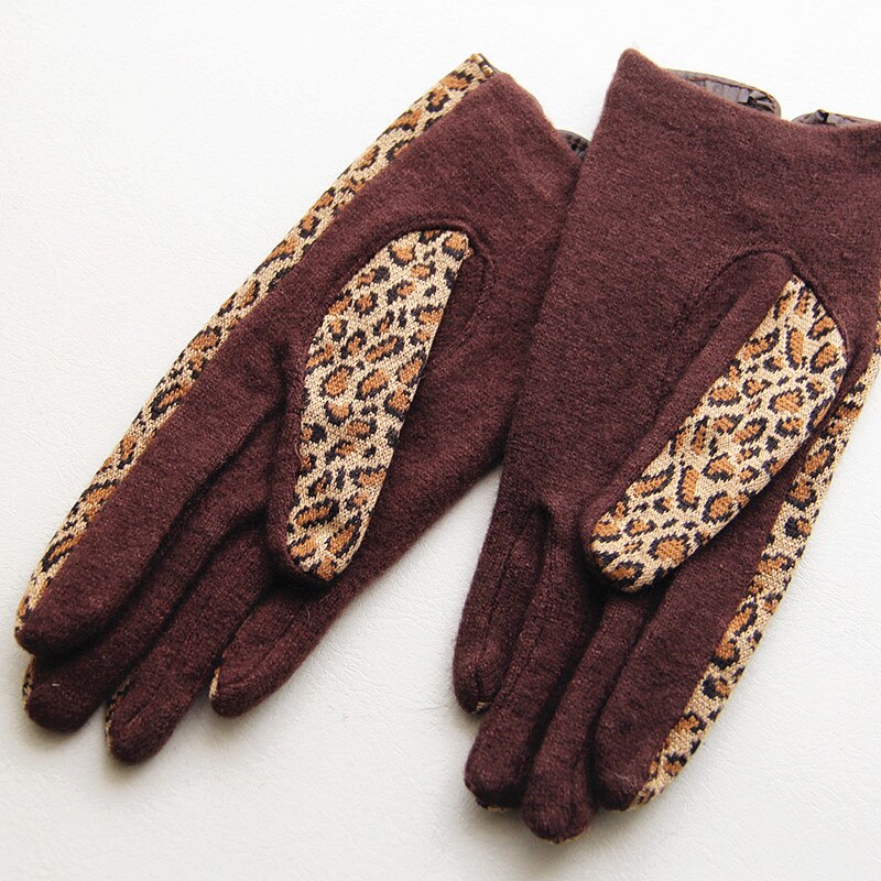 Leopard Print Gloves Wool Mittens