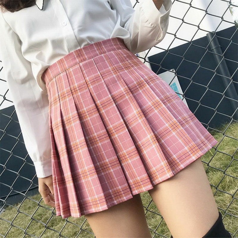 Plaid Pleated Mini Skirt For Women