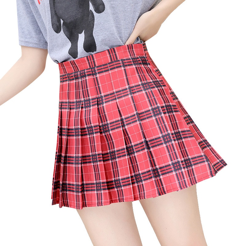 Plaid Pleated Mini Skirt For Women