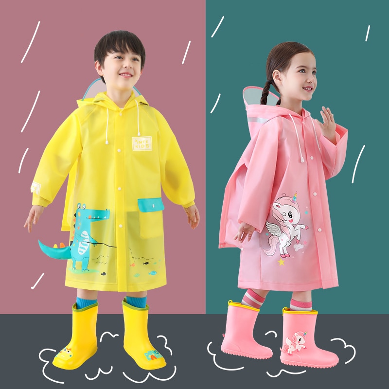 Kids Rain Poncho Cartoon Design