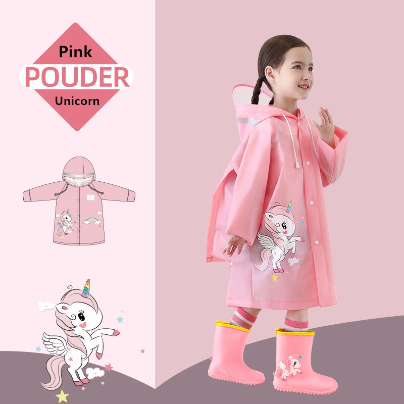 Kids Rain Poncho Cartoon Design