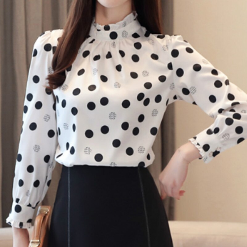 Polka Dot Blouse Ladies Long Sleeve Blouse