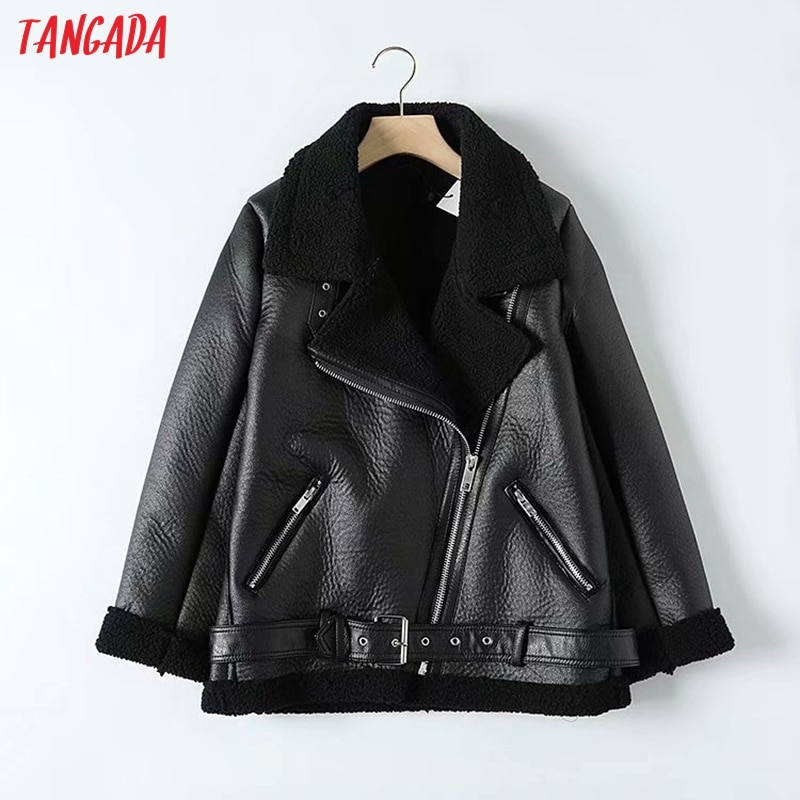 Womens Faux Leather Jacket Winter Outerwear