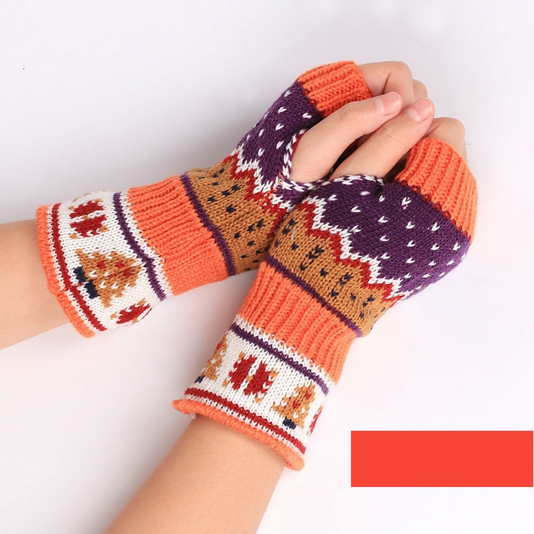 Christmas Gloves Fingerless Mittens