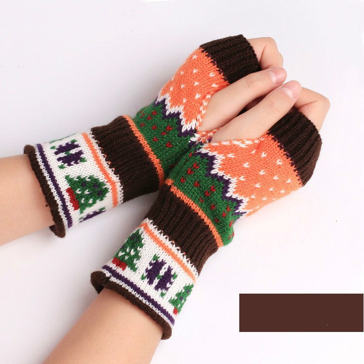 Christmas Gloves Fingerless Mittens