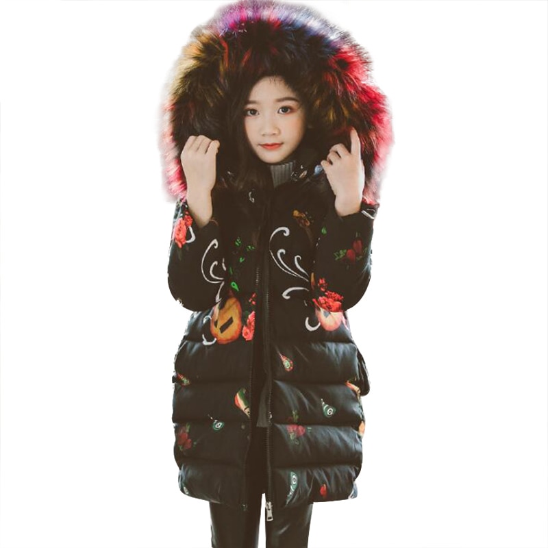 Girls Coat With Fur Hood Winter Jacket