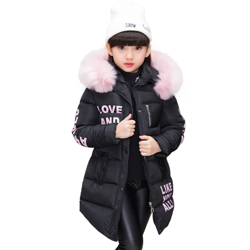 Girls Coat With Fur Hood Winter Jacket