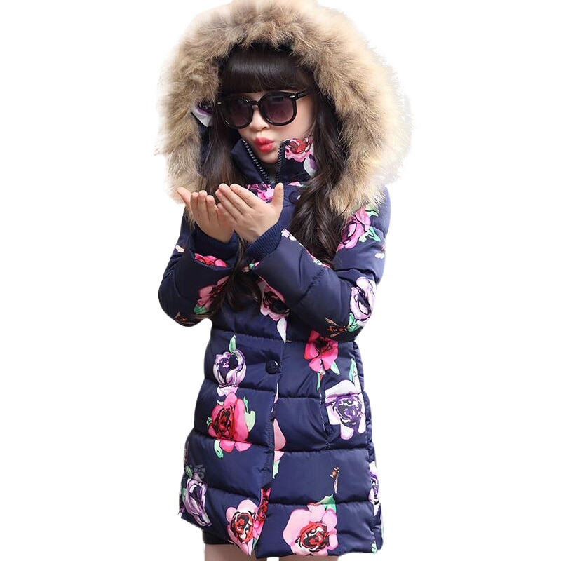 Girls Coat With Fur Hood Winter Jacket