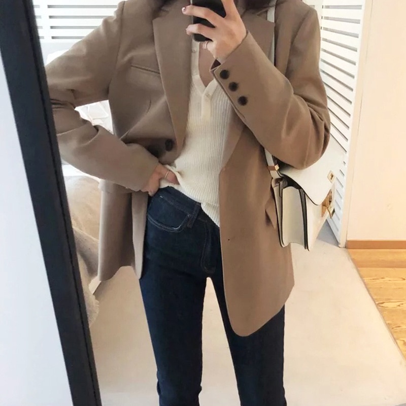 Ladies Casual Blazer Long Sleeve Coat