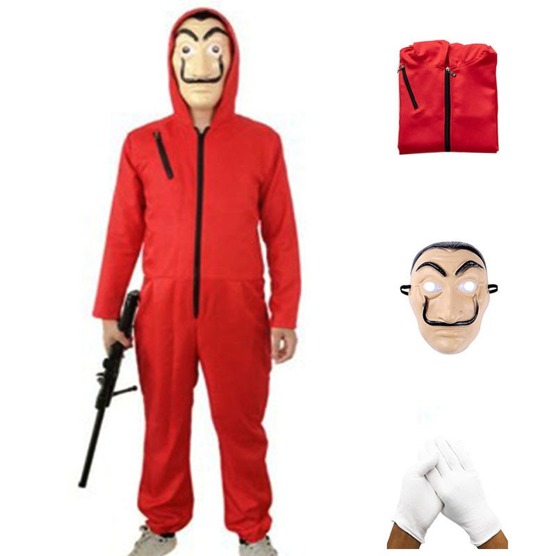 Money Heist Costume Jumpsuit Mask and Glove