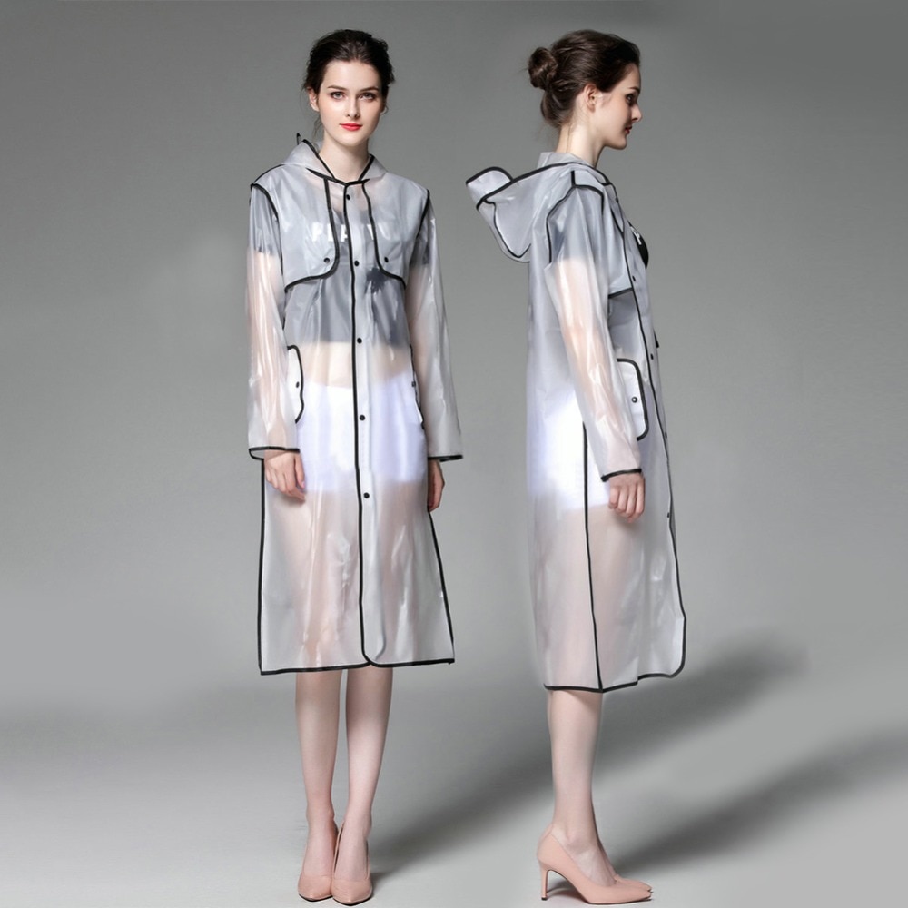 Transparent Raincoat Knee-Length