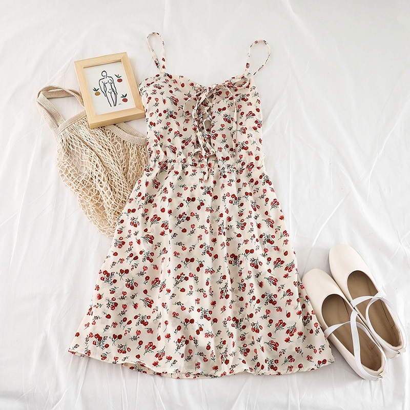 Short Floral Dress Sleeveless Apparel