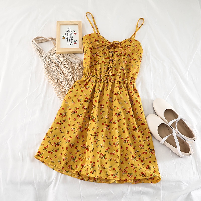 Short Floral Dress Sleeveless Apparel