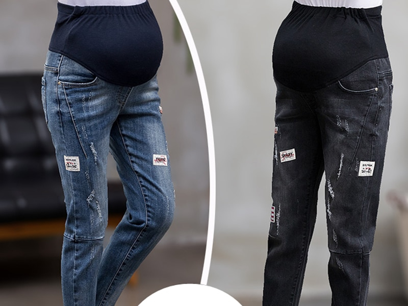 Pregnancy Pants Elastic Waist Maternity Jeans