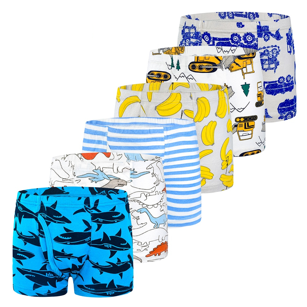 Boys Boxer Briefs Cotton Undergarment (Set of 6)