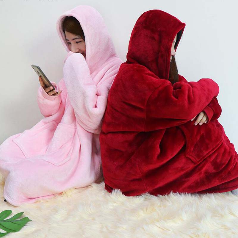 Blanket Hoodie Coral Fleece Warmer