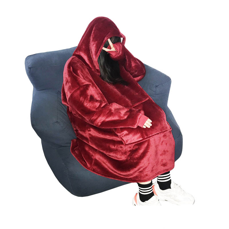 Blanket Hoodie Coral Fleece Warmer