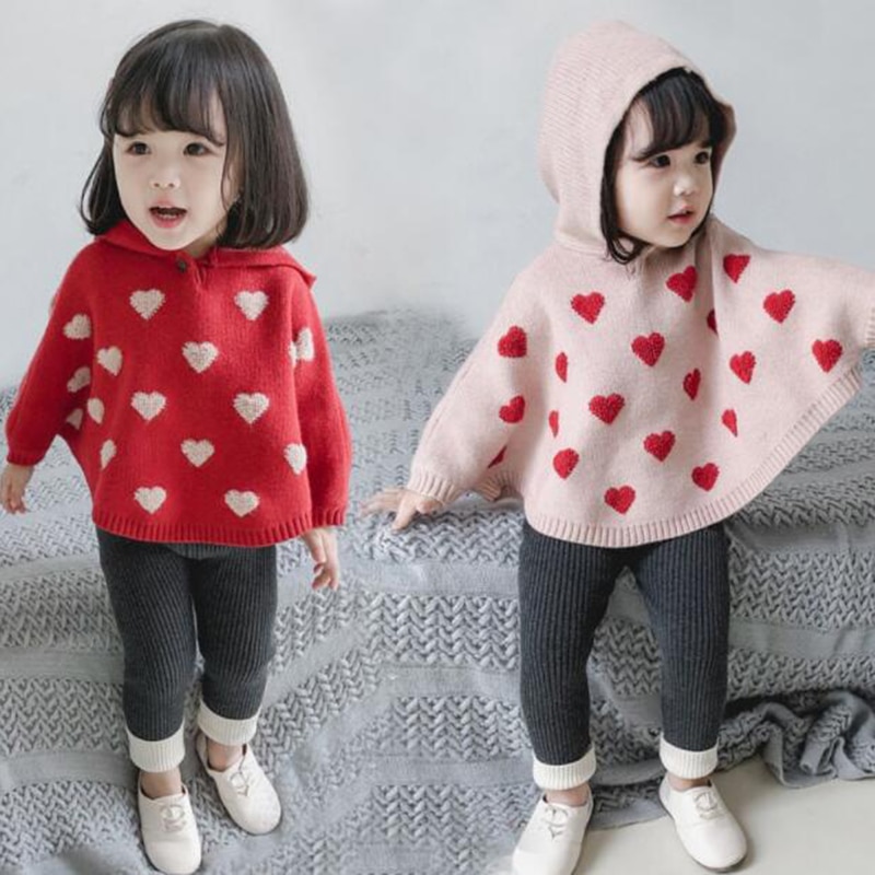 Cute Sweater For Girls Heart Pattern