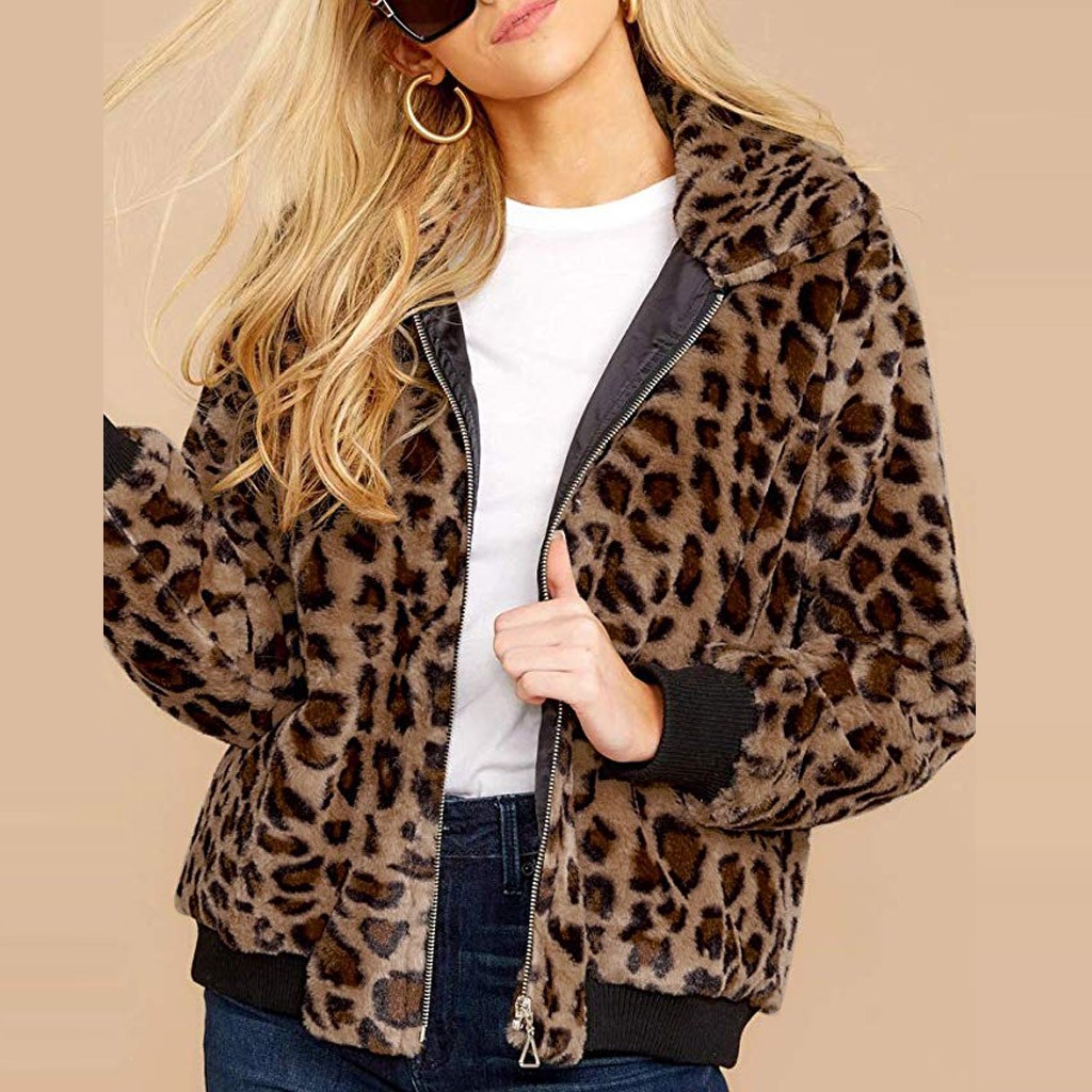 Leopard Print Jacket Warm Coat For Women