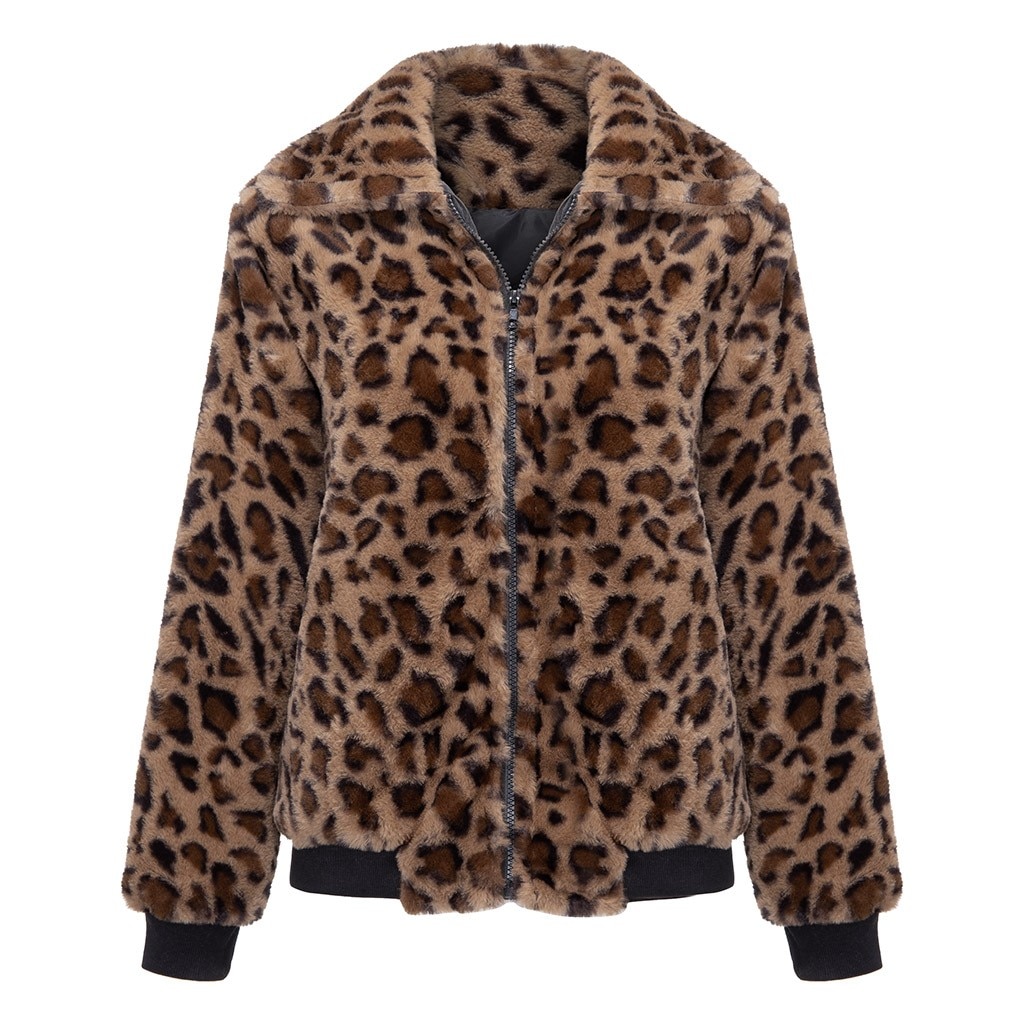 Leopard Print Jacket Warm Coat For Women