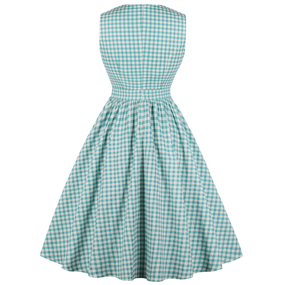 Retro Style Dress Plaid Midi Dress