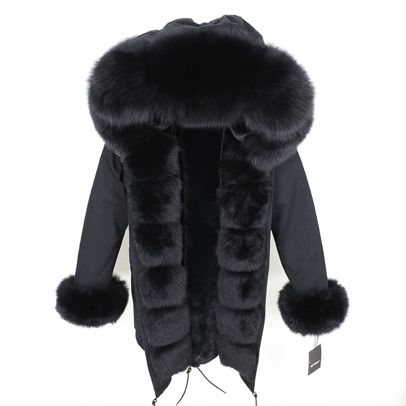 Winter Fur Coat Ladies Parka With Hood