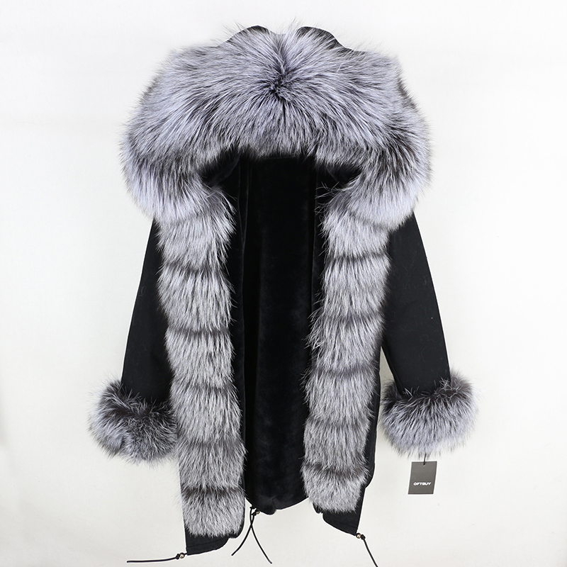 Winter Fur Coat Ladies Parka With Hood